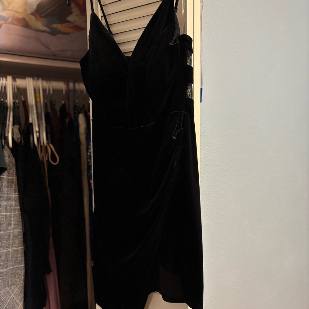 Honey and Rosie Black Asymmetrical Mini Dress